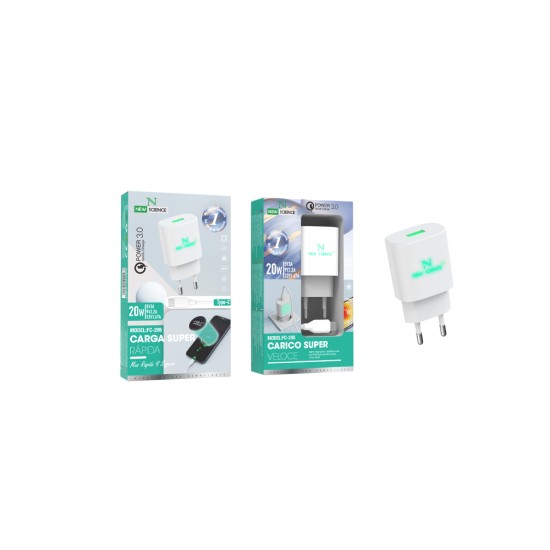 NEW SCIENCE CHARGER 20W WITH TYPE-C CABLE FC-205 NEW SCIENCE CHARGER 20W WITH TYPE-C CABLE FC-205